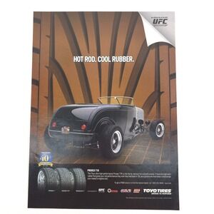 Toyo Tires T1R Black Hot Rod Vintage Print Ad Garage Art Muscle Car Style Grunge